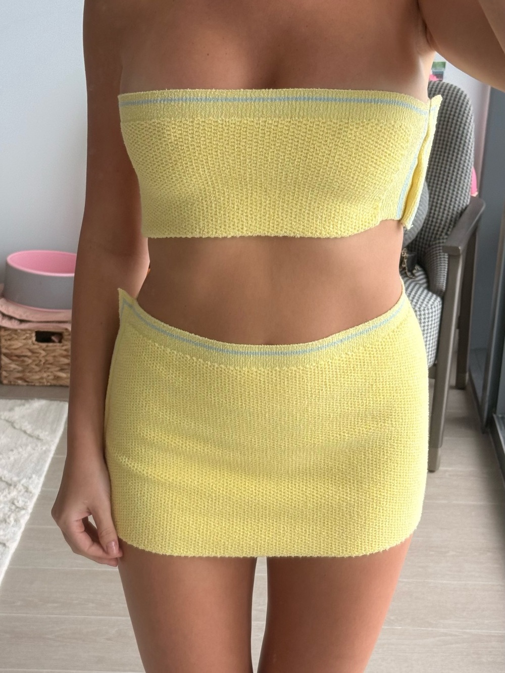 Jacquemus Yellow Bandeau Top & Mini Skirt Set